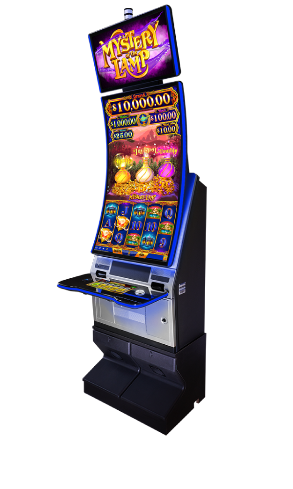 IGT's PeakCurve49 video slot cabinet featuring Mystery of the Lamp video slots. 