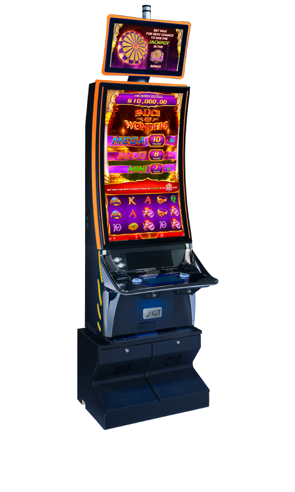 IGT's CrystalCurve gaming cabinet featuring Palace of Wonders video slots 