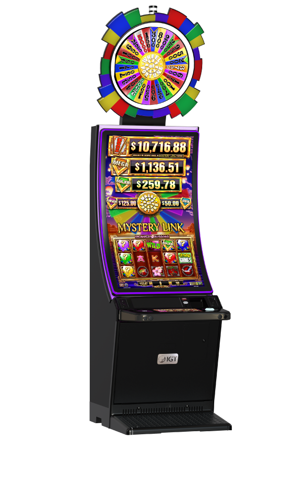 IGT's PeakSlant49 Wheel slot cabinet featuring Wheel of Fortune Mystery Link